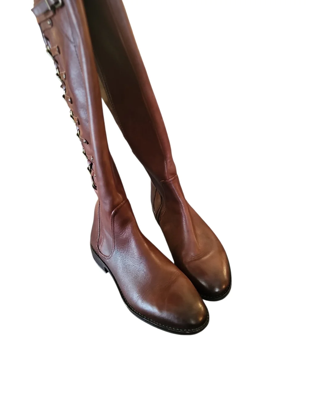 Gianni Bini Sz 6.5 Chain Detail Tall Brown leather Riding boots